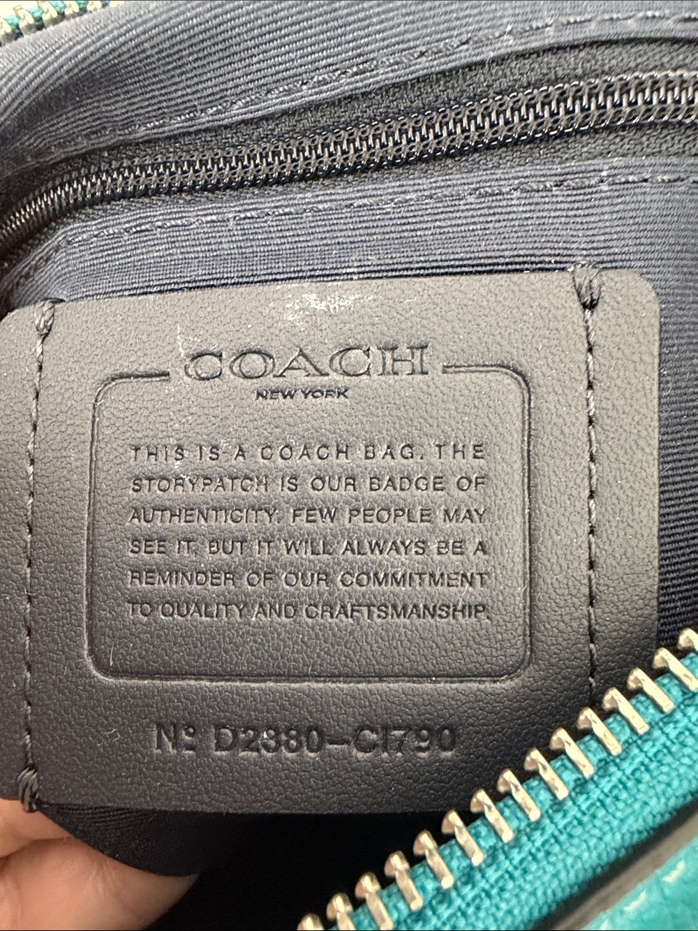 Coach Mara Teal Pebble Leather Hobo Crossbody Bag Wristlet Strap CI790 - Picture 10 of 11